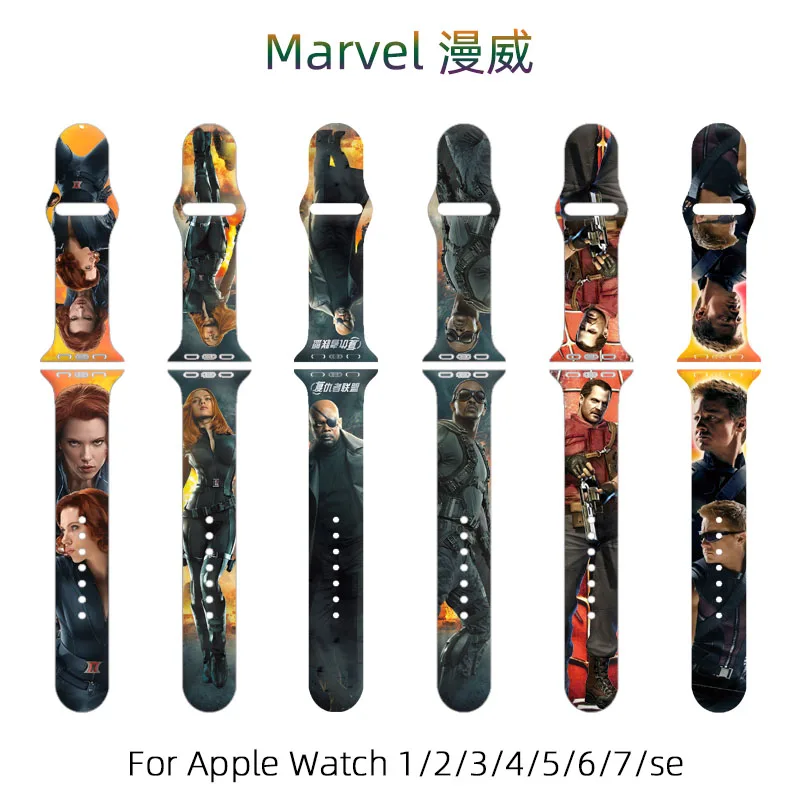 Marvel Venom Hulk Thor Captain America Strap for Apple Watch Band 45mm 44mm 40mm 42mm 41mm Correa Bracelet For iWatch Series