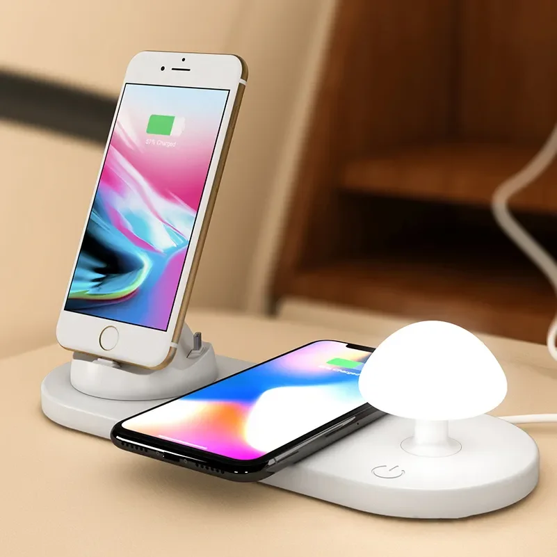 

3 In 1 Wireless Charger for Iphone 11 12 13 Xiaomi Huawei Samsung Night Light Chargers Desktop Phone 10W Wireless Charging