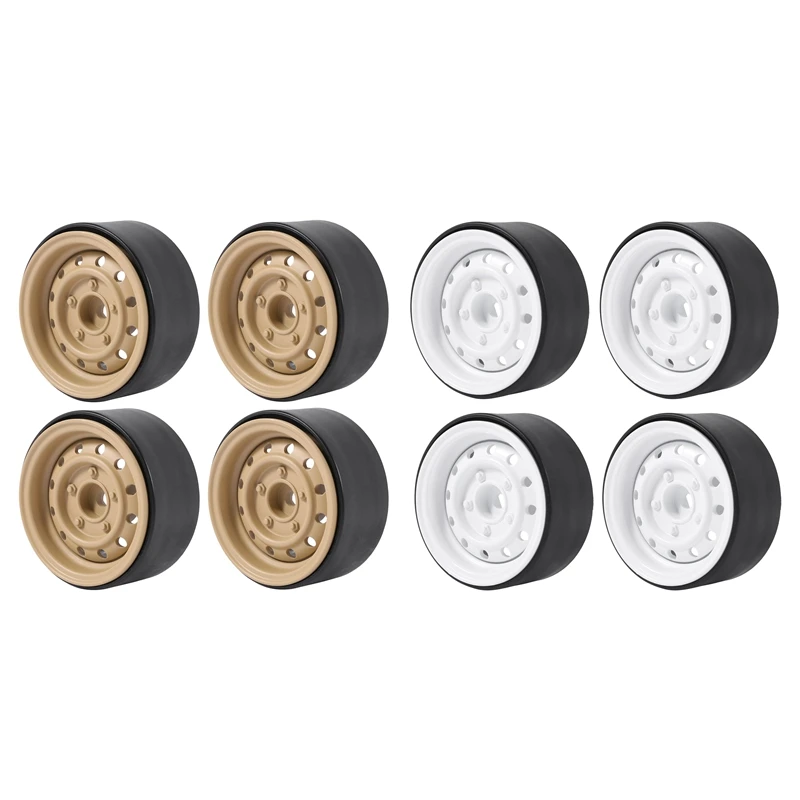 

8Pcs Metal 1.9Inch Beadlock Wheel Rim Hub For 1/10 Axial Scx10 90046 Traxxas Trx4 Rc4wd D90 D110 ,Yellow/White