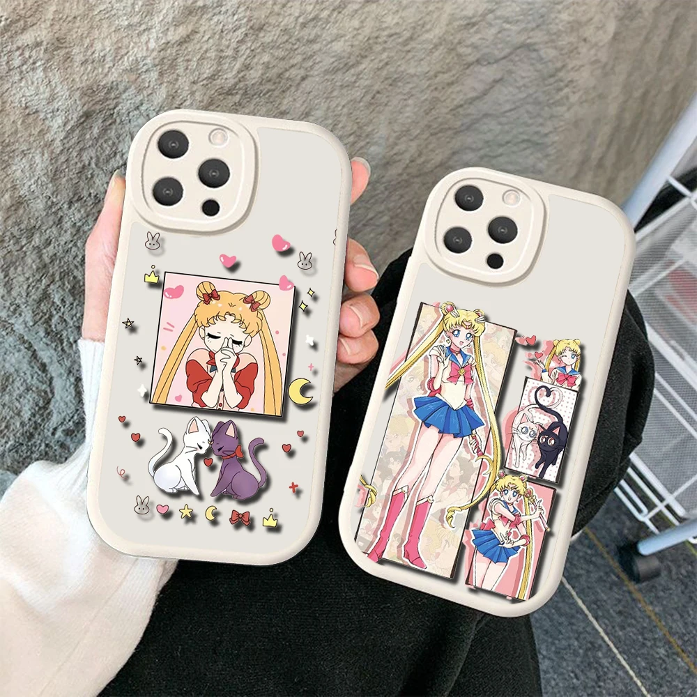 Мягкий силиконовый чехол в стиле аниме Сейлор Мун для iPhone 15 Plus 14 13 12 11 X XS XR Pro Max Mini 8