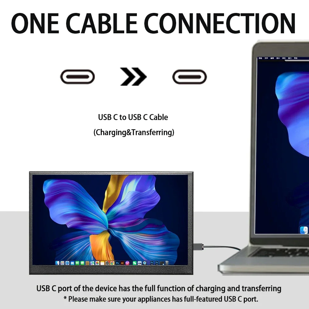 Мини USB C монитор LESOWN с широким ЖК-сенсорным экраном 7 дюймов IPS 1024x600 HDMI динамиками