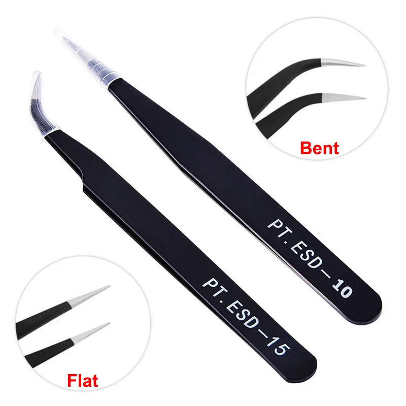 

Stainless Steel Black Curved Straight Eyebrow Tweezers Nipper Rhinestone Gem Picking False Eyelash Tweezers Tool Nail Art Tools