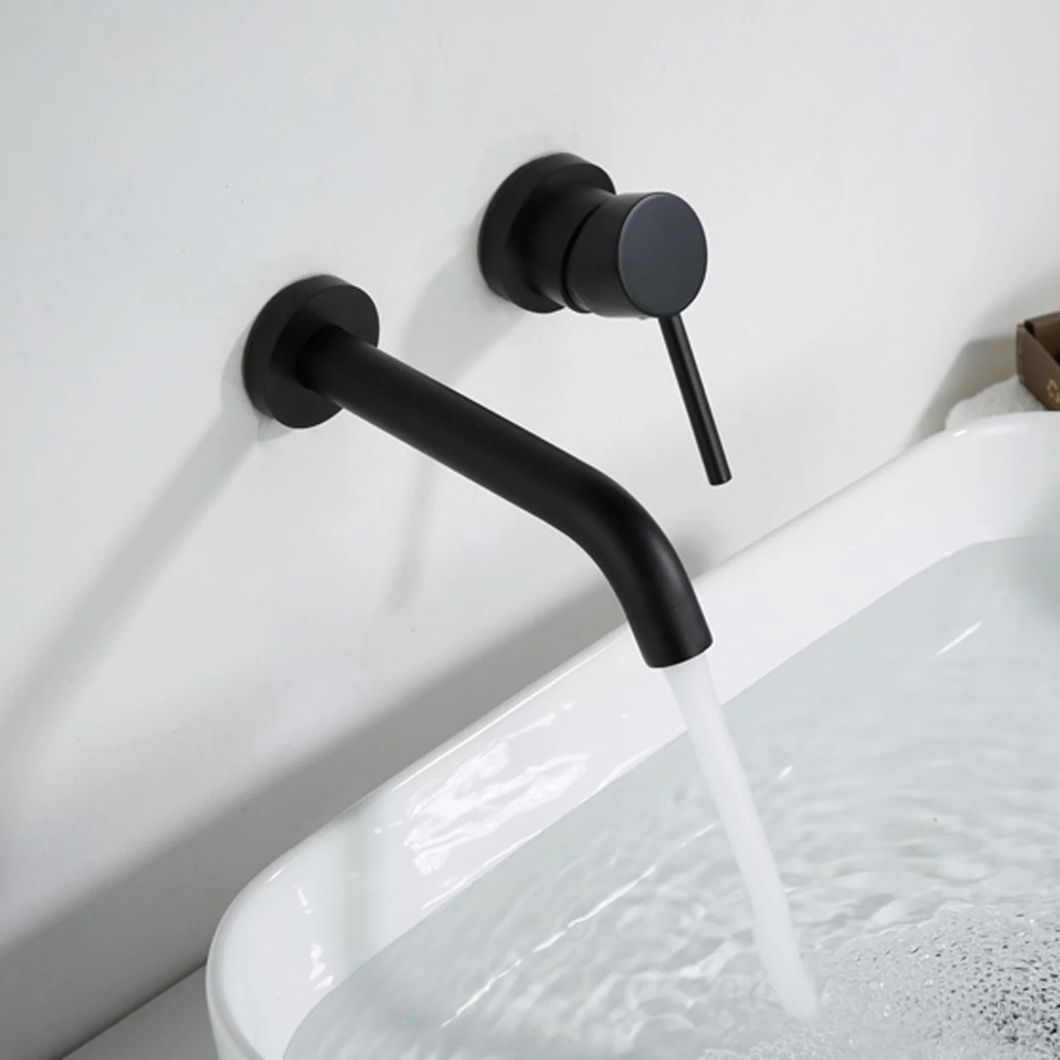 

Скрытый матовый черный латунный Смеситель для горячей и холодной воды, смеситель для ванной комнаты, скрытый смеситель с одной ручкой, настенный смеситель, смеситель