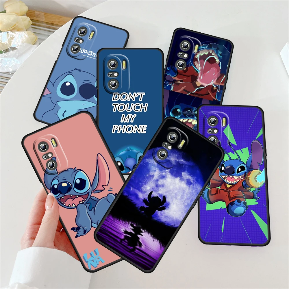 

Disney Stitch Cute For Redmi K60 K50 K40 K30 K20 Go S2 8A 7A 6Pro 5 Plus 5G Silicone Soft Black Phone Case