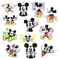 disney anime mickey mouse applique heat transfer stickers iron on patches for woman clothes diy t shirt stripes custom patch