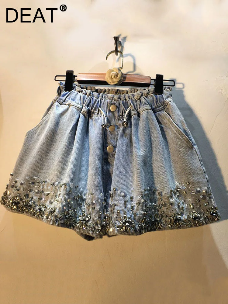 Женские джинсовые шорты с широкими штанинами и высокой талией