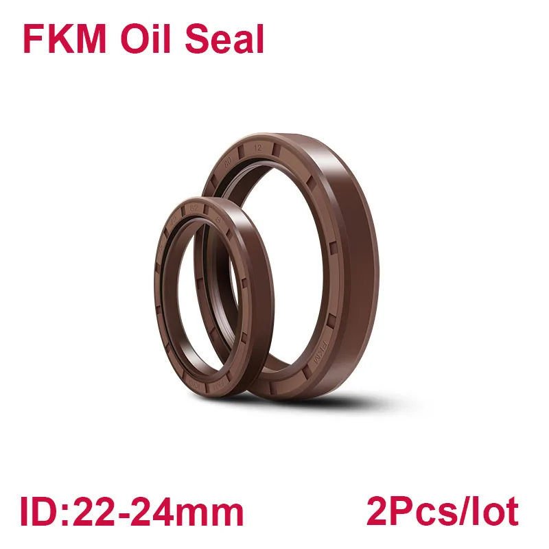 

FKM Oil Seal TC Double Lip Seals with Spring,Metal Skeleton,Fluorine Rubber Coating,2 pieces in a pack,ID:22-24mm