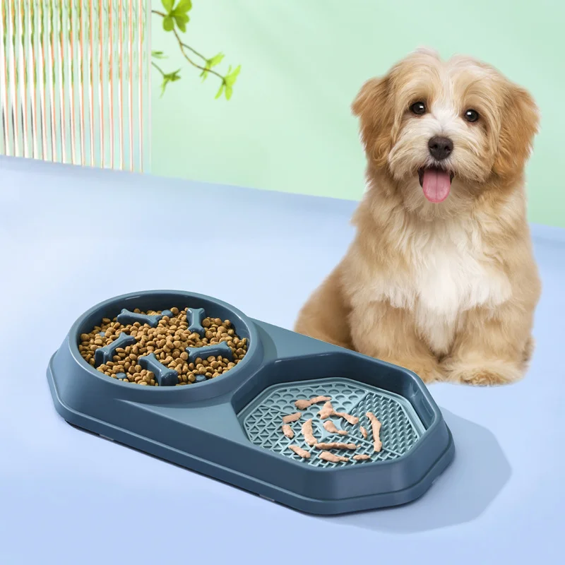 

Double Pet Anti-choking Bowls Dog Slow Food Container Water Feeder Healthy Non-slip Puppy Dog Cat Food Dish Feeder Accessories