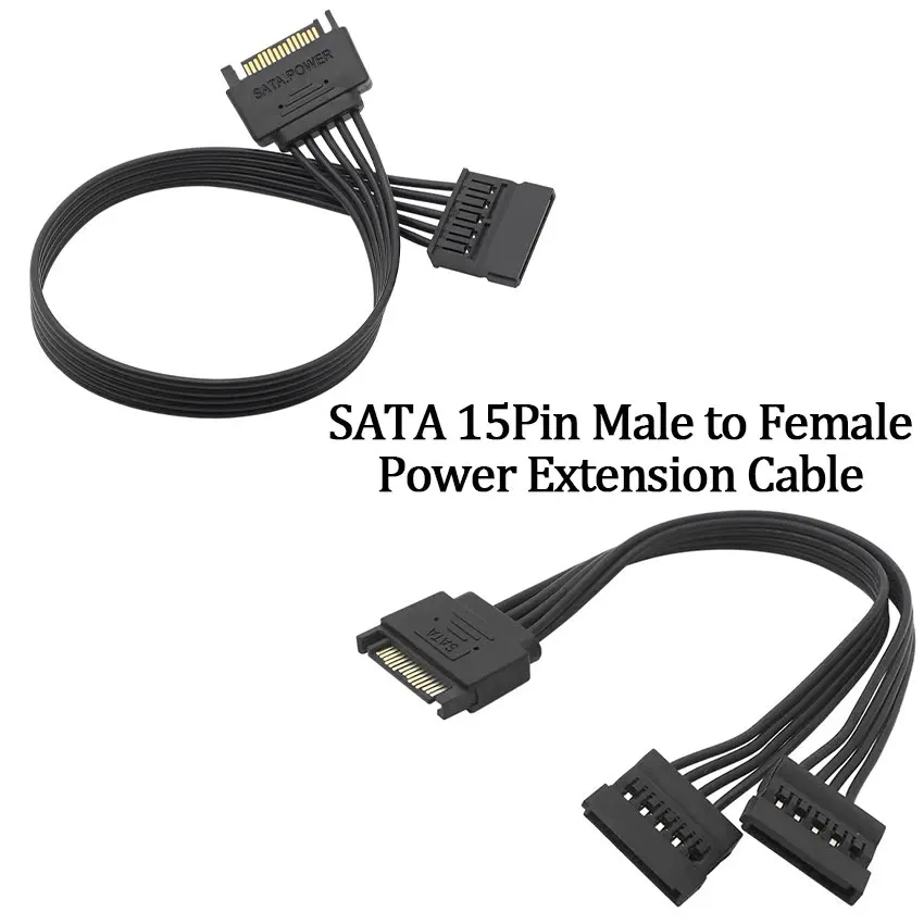 Кабель-удлинитель SATA 15 контактов 22 см 1-2 дюйма