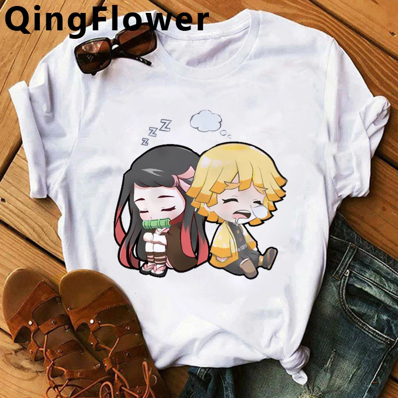 Футболка женская с изображением японского киметасу No Yaiba Nezuko топ рисунком из