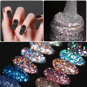 LILYCUTE 7ml Holographic Glitter Gel Nail Polish Spring Color Sparkling Sequins Soak Off UV LED Varn in India