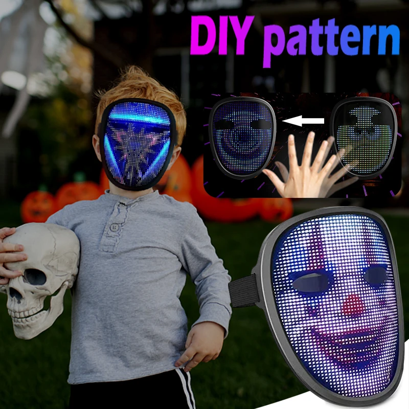 Máscaras LED para niños, máscara luminosa LED para Halloween, máscara que cambia la cara, accesorio de decoración para fiesta de Halloween