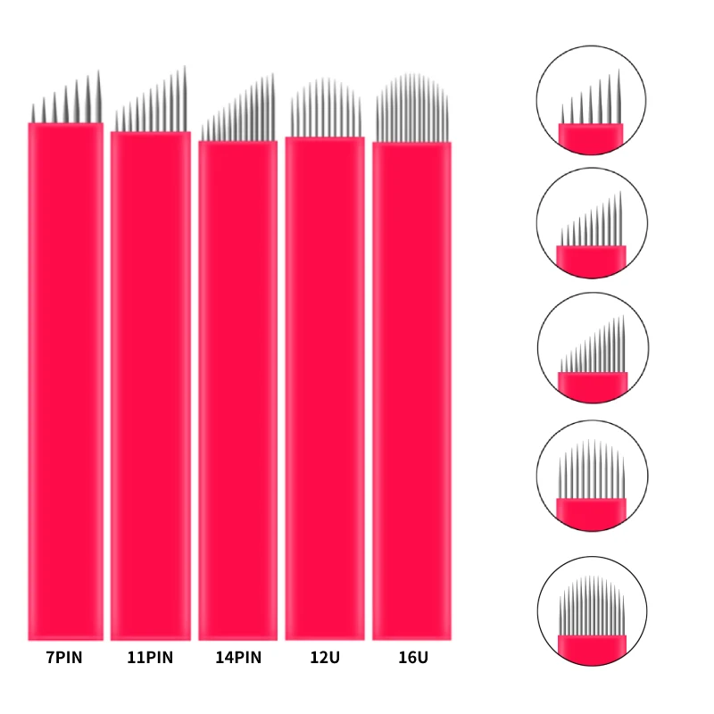 

0.18mm Tattoo Needles Agulhas Tebori 7/9/11pins Microblading Flex Red 7 9 11 12 14 16 Manual Eyebrow Blades Eyebrow Pen