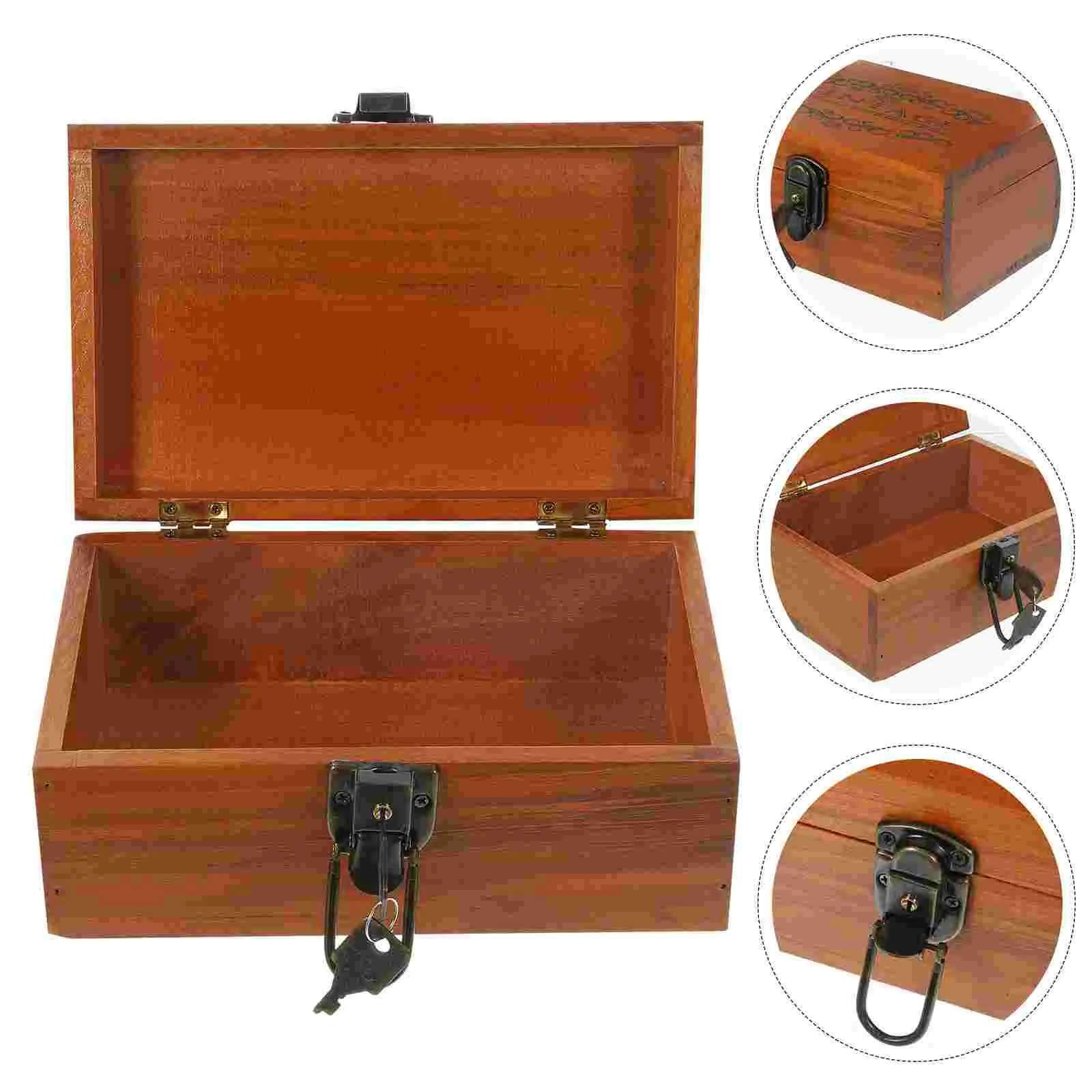 

Treasure Jewelry Organizer Wood Candy Case Keepsakes With Lid Storage Wooden