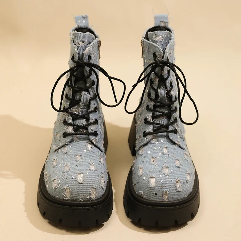 Женские ботинки большого размера осень/зима 2023 новые ботильоны с пряжкой