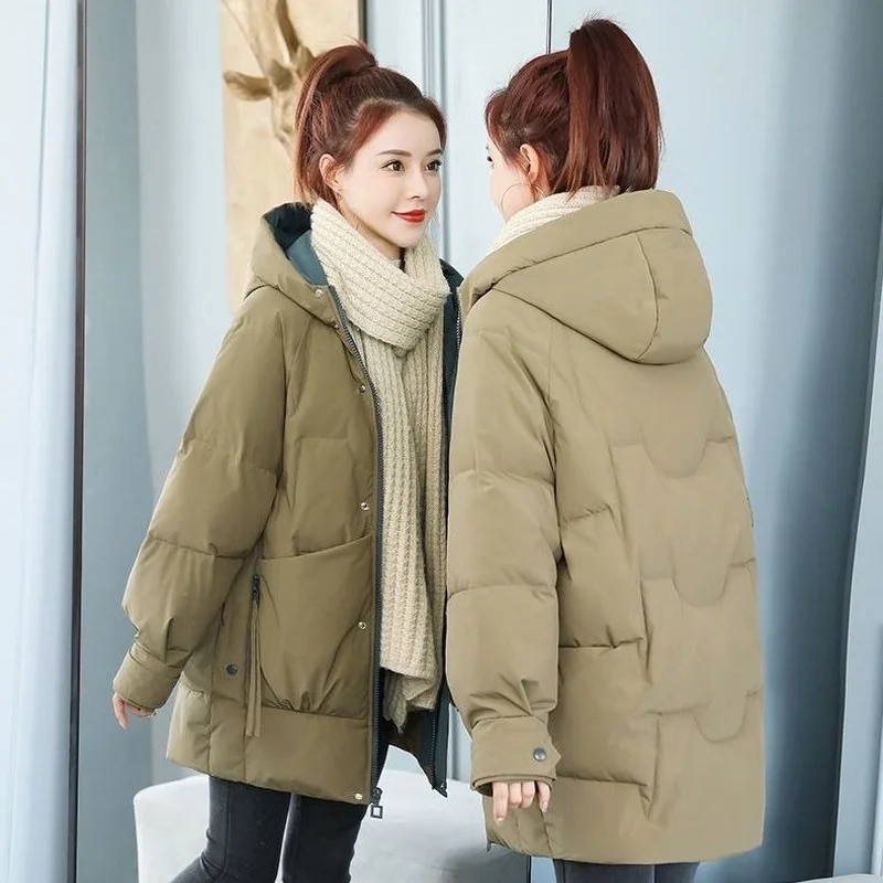 Women's Hooded Winter Down Jacket Ladies Parkas Warm Thick White Duck Down Coat Female Loose Outerwear Jackets and Coats E618