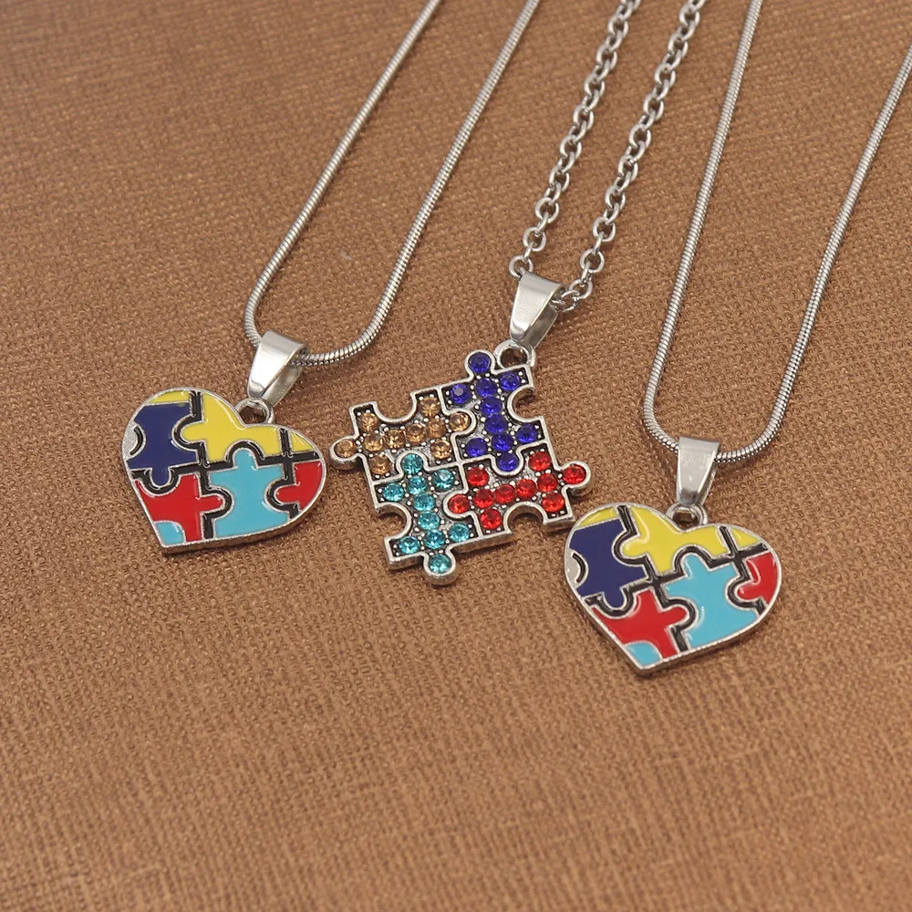 Autism Awareness Children Kids Necklace Silver Color Link Ch