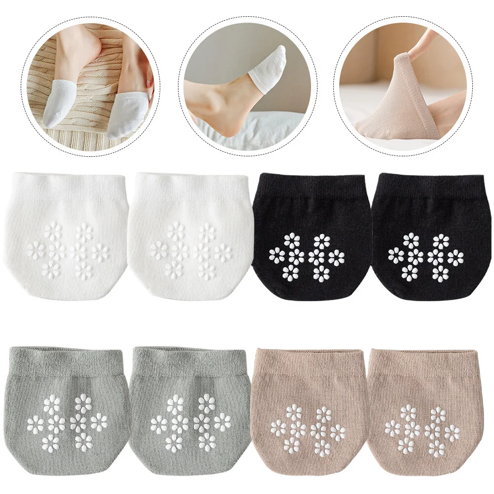 4 Pairs Jacket Non Slip Socks Women Sweat Absorbing Half Forefoot Cotton Shoes Palm Show Miss