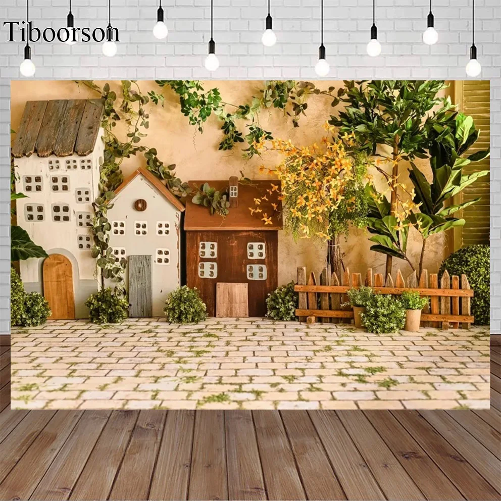 

Фон для фотосъемки детей с изображением деревенского деревянного дома