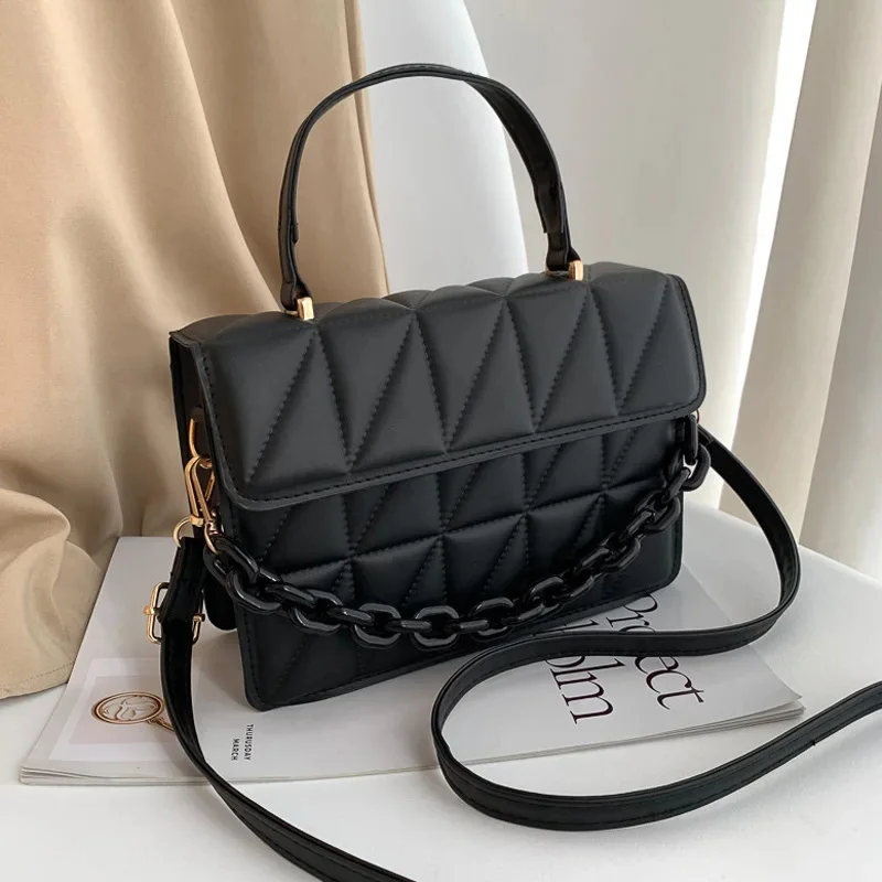 

Trendy Plaid Women Shoulder Bag Fashion Chain Crossbody Bags Brand Designer Handbags and Purses Small Flap Top Handle Bags