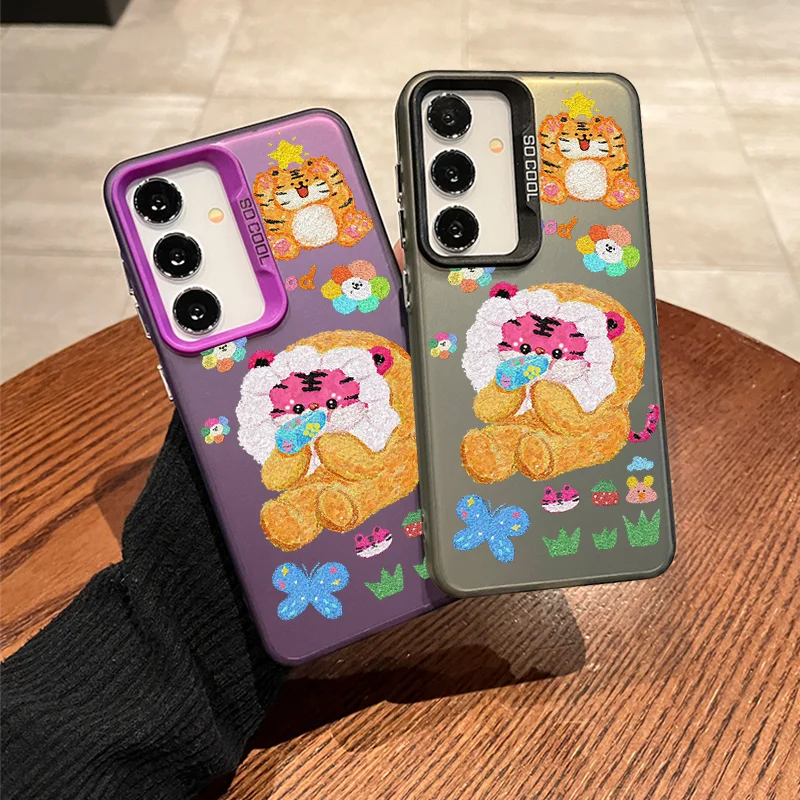 For Samsung S 23 24 20 A 55 70 71 72 4 5 G 21 22 Ultra plus pro fe note 9 Colorful softphone case oil painting tiger