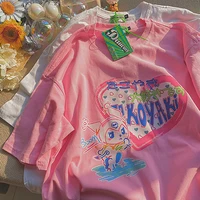 kawaii sanriod t shirt kuromi hellow kitty summer loose short sleeves anime cartoon clothes japanese tops cute beauty clothes