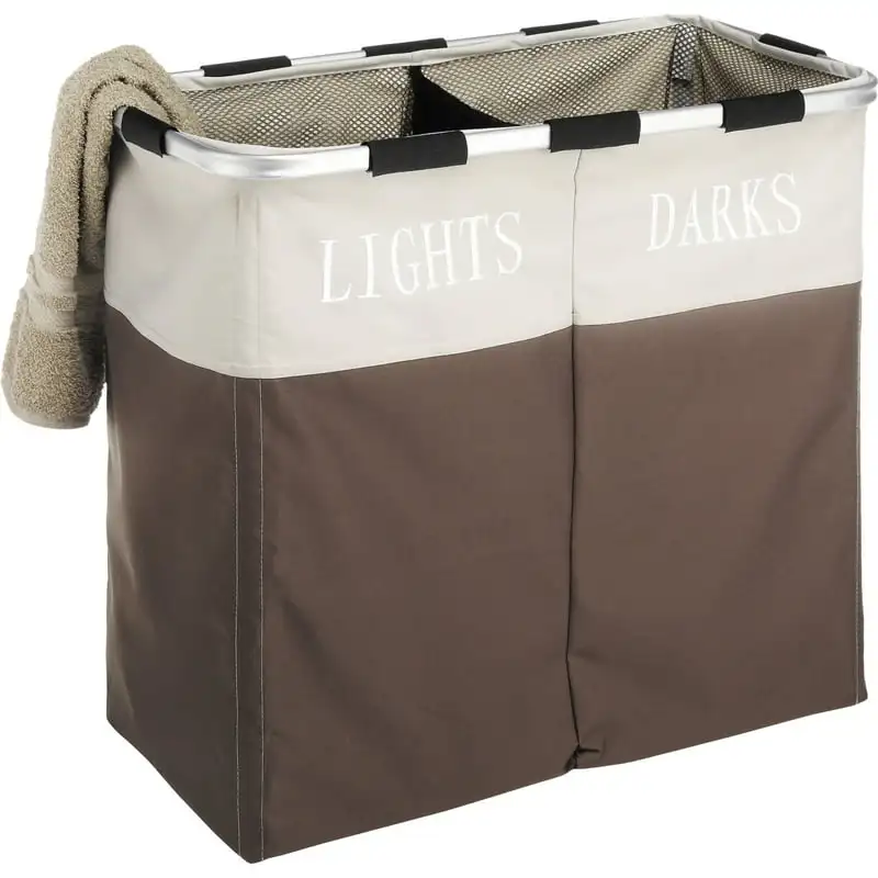 

Polyester Double Laundry Hamper - Lights and Darks Separator - Java - For Adult Use
