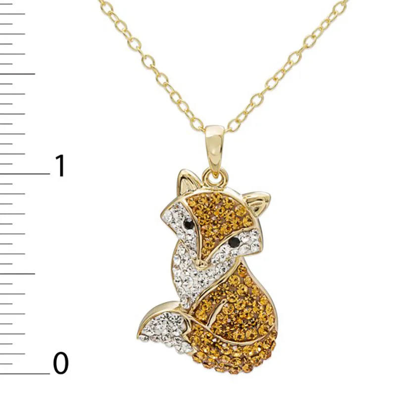 Fox Necklace Yellow Mosaic Christmas Gift Pendant for Couples Ladies Exquisite Jewelry Cute Animal High Quality Wholesale images - 6