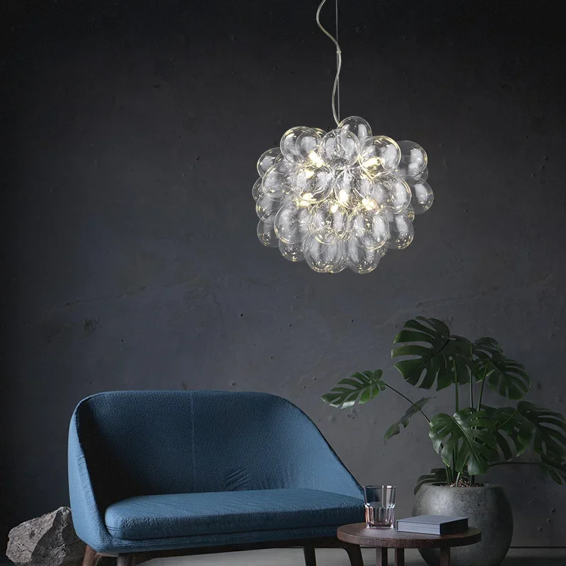 

Chandeliers Lighting Modern Simple LED Glass Bubble Dining Room Nordic Living rooming Kitchen Island Bar Decoation Hanging light