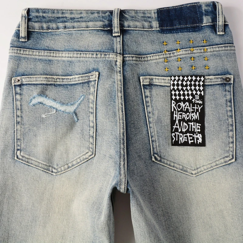 Светлая серия KSUBI High Street Повседневные брюки-карандаш в стиле хип-хоп для мужчин и