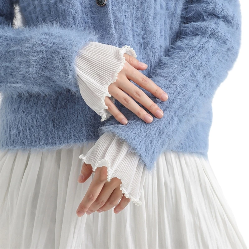 

Wrist Cuffs For Tweed Fabric Sweater Lace False Sleeve Ornament Pleated Pleated Sleeves False Wrist Cuff Decorat