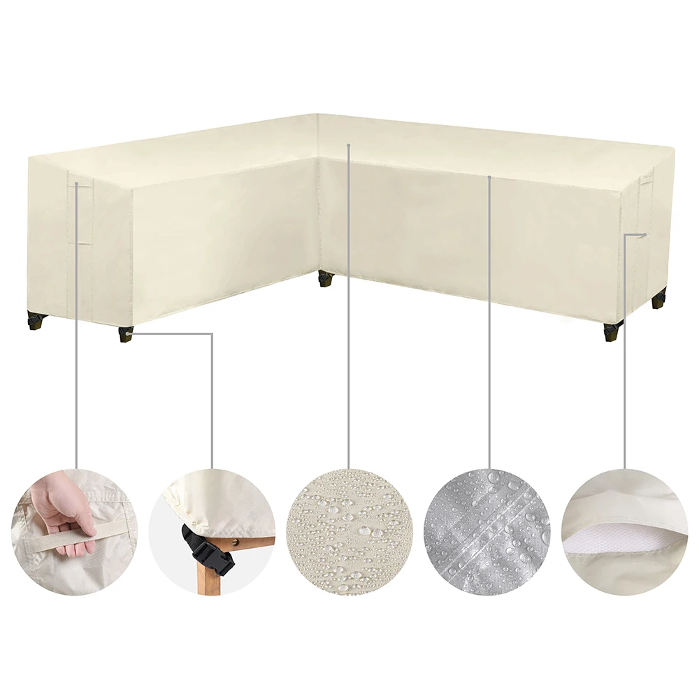 Уличный угловой чехол для дивана 420D водонепроницаемый мебели в виде садового