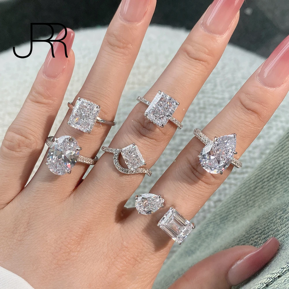 

JRR высокое качество 925 Стерлинговое Серебро 8A высокоуглеродистые бриллианты дробленый лед обручальные женские Кольца для девушек ювелирные изделия