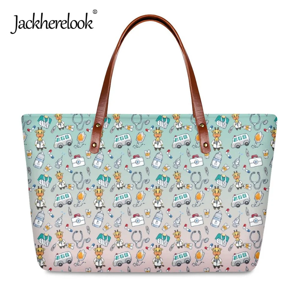 

Jackherelook Модные женские кожаные сумки Мультяшные медицинские инструменты брендовые Дизайнерские повседневные дорожные сумки для женщин Нов...