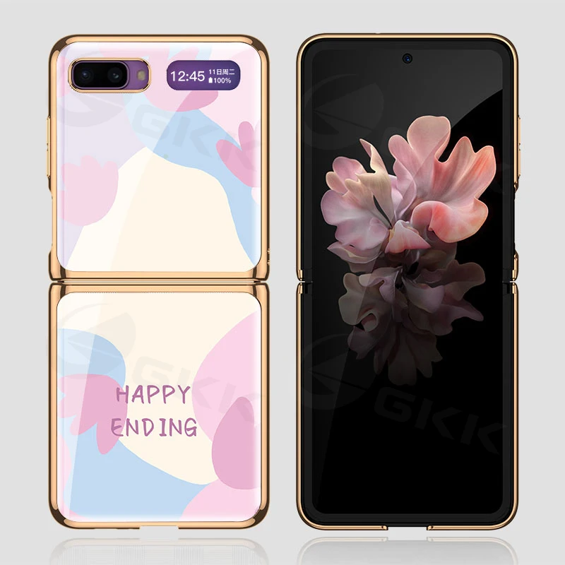 

Чехол GKK из закаленного стекла с рисунком для Samsung Galaxy Z, флип-чехол со складками, роскошная Обложка для Samsung Z, флип-чехол со складками и двумя ...