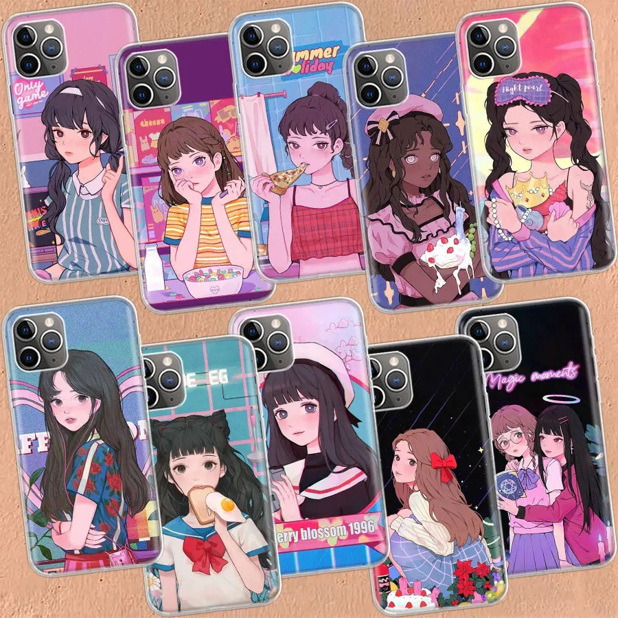 

Kawaii Japanese animation sweet girl Phone Case For Apple Iphone 14 Pro Max 12 13 Mini 11 SE 2020 X XS XR 8 7 6 6S Plus 5 5S Cov