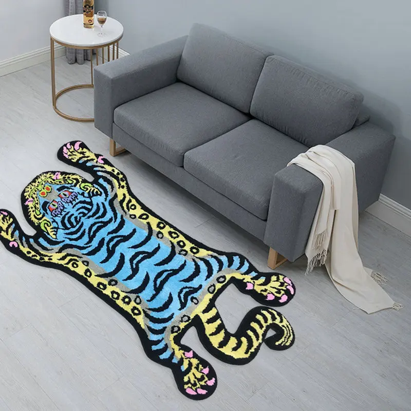 tibetan tiger rug handmade tufted tiger shape carpet floor mat non slip absorbent bathroom mat home decor living room area rugs free global shipping