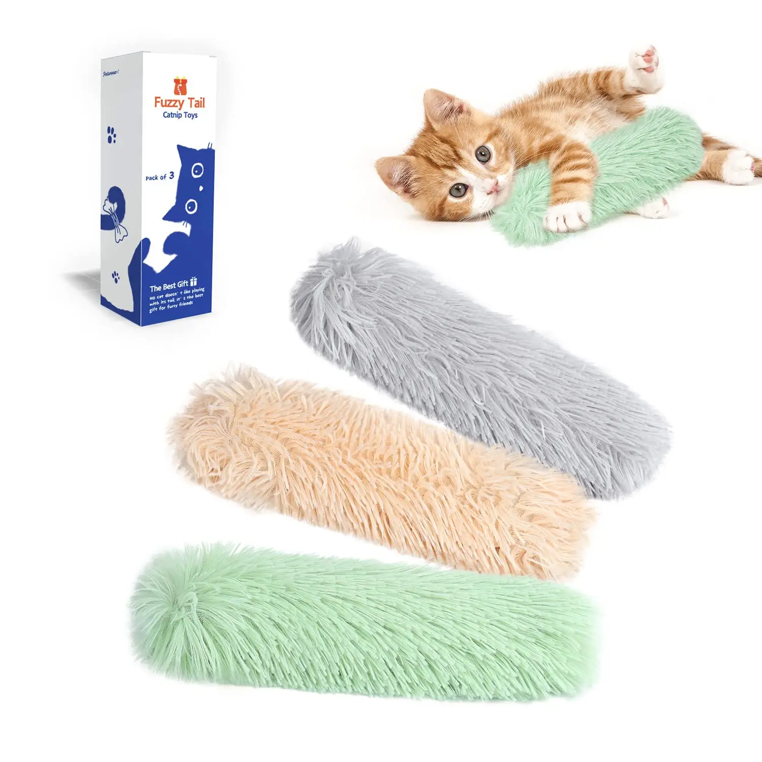 

Potaroma Cat Toys Cat Pillows 3 Pack Soft and Durable Crinkle Sound Catnip Toys Interactive Cat Kicker Toys for Indoor Cats