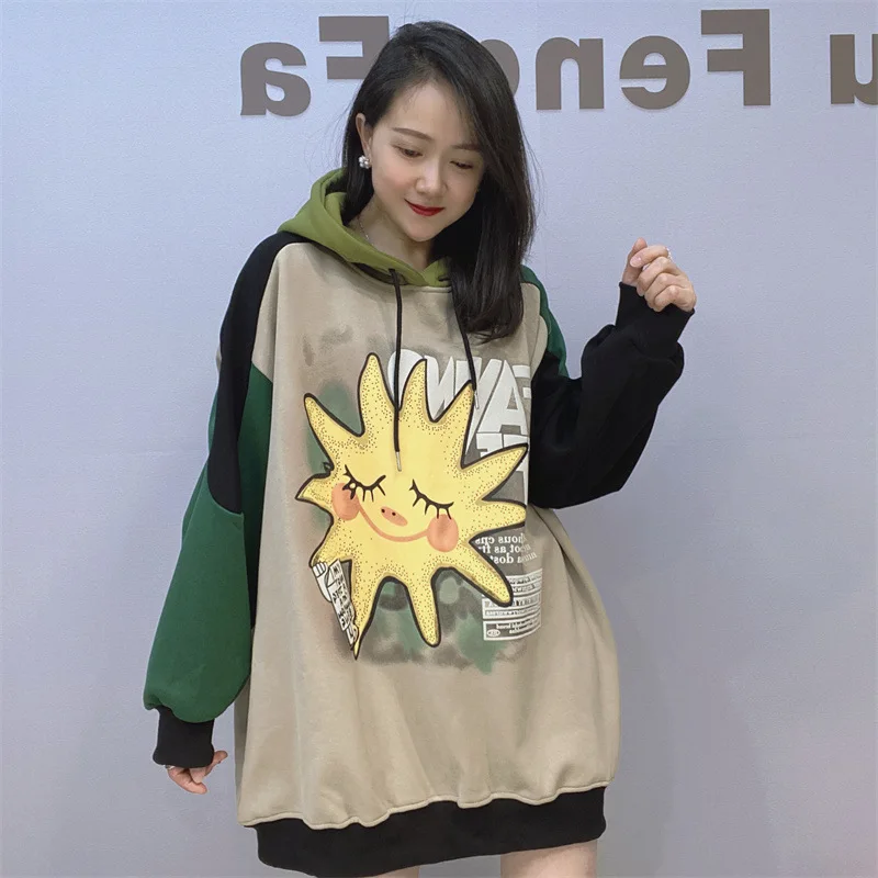 

Women Winter Fashionable Hooded Sweater Women's Mid length Plush Casual Long Sleeve Streetwear Sweatshir Top Oversized Hoodies