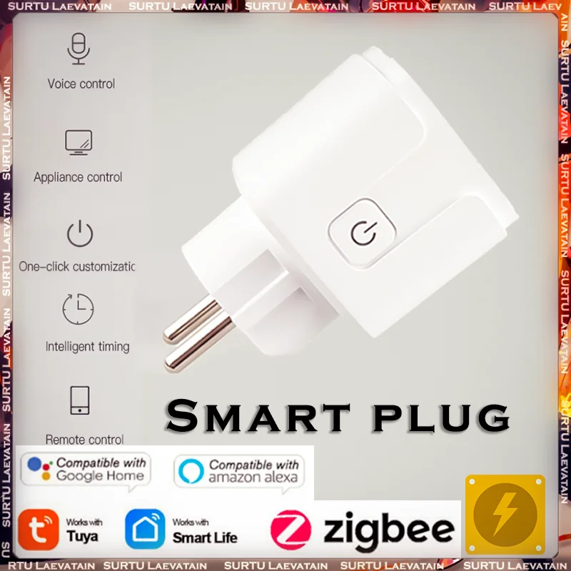 

Tuya ZigBee Wifi Smart Plug EU 15A Smart Home Timer Wireless Socket Remote Switch Plug Compatible For Alexa Google Home