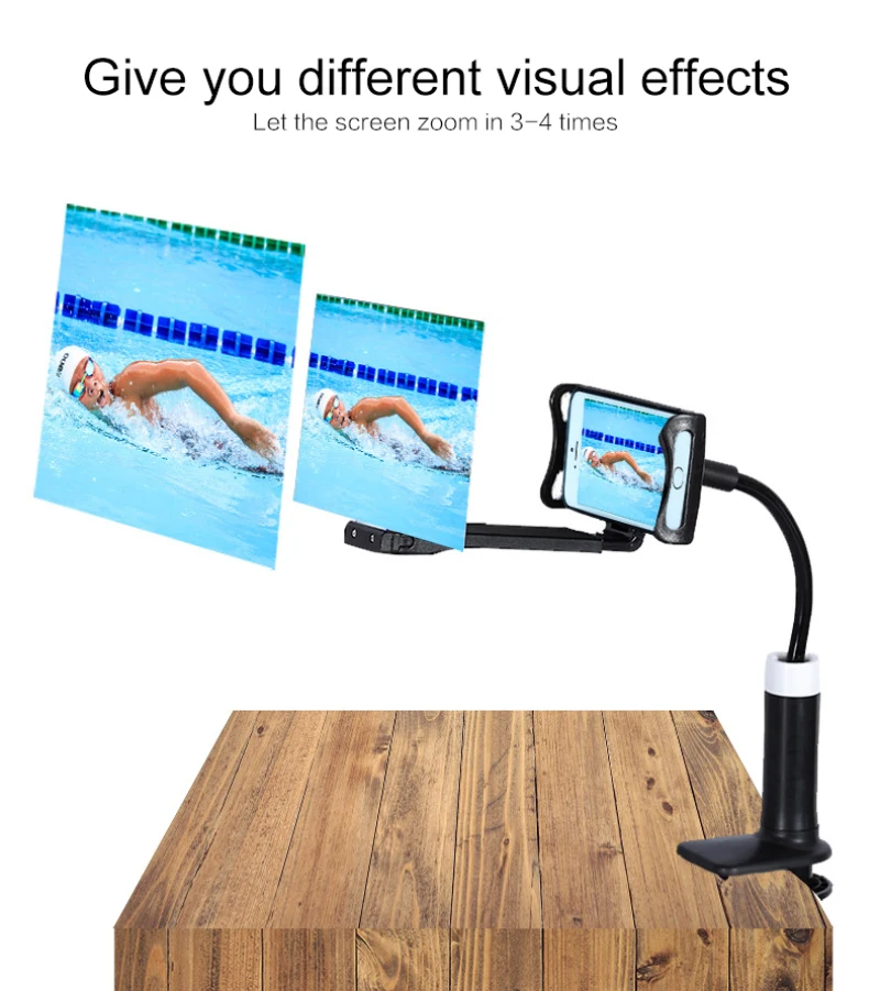 

Universal Mobile Phone High Definition Projection Bracket Adjustable Flexible All Angles Phone Table Flexible Holder Arm.