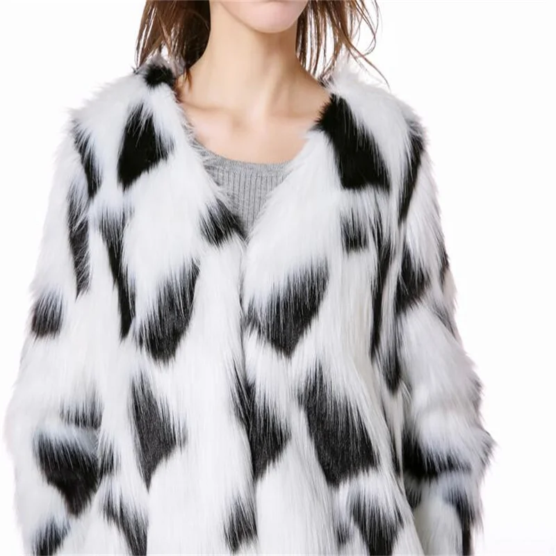 Autumn Color mixing black white faux mink leather jacket womens fur leather coat women slim jackets jaqueta de couro fashion