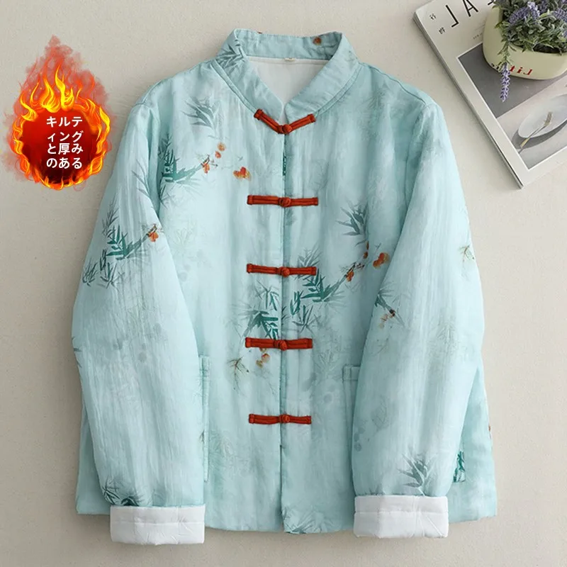 Куртка на хлопковой подкладке с контрастным цветным принтом в стиле ретро