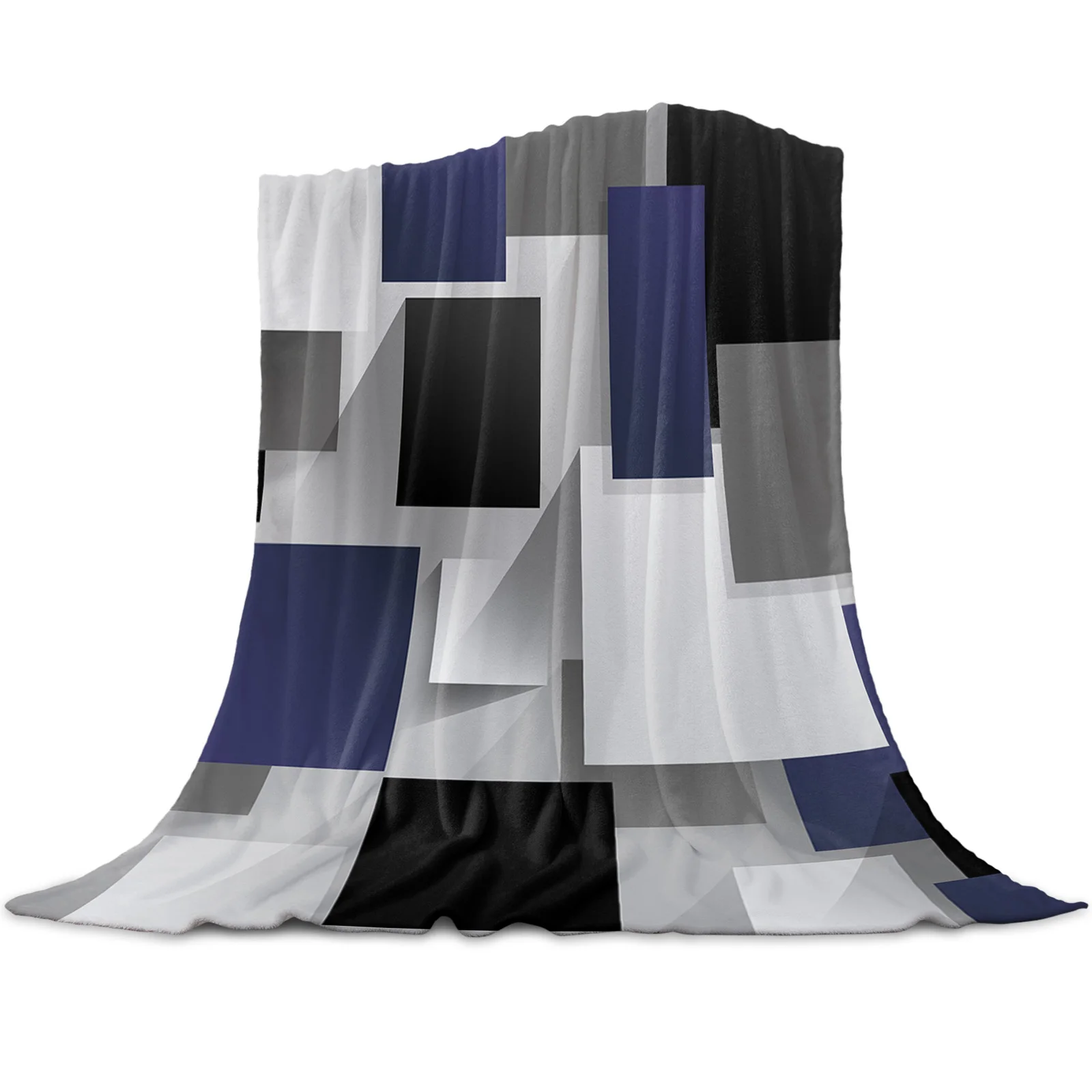 Одеяло с геометрическим рисунком темно-серое черное абстрактным принтом