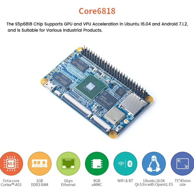 Макетная плата CORE6818 + теплоотвод антенна S5P6818 четырехъядерный 1 Гб 8 Wifi BT Gigabit Ethernet