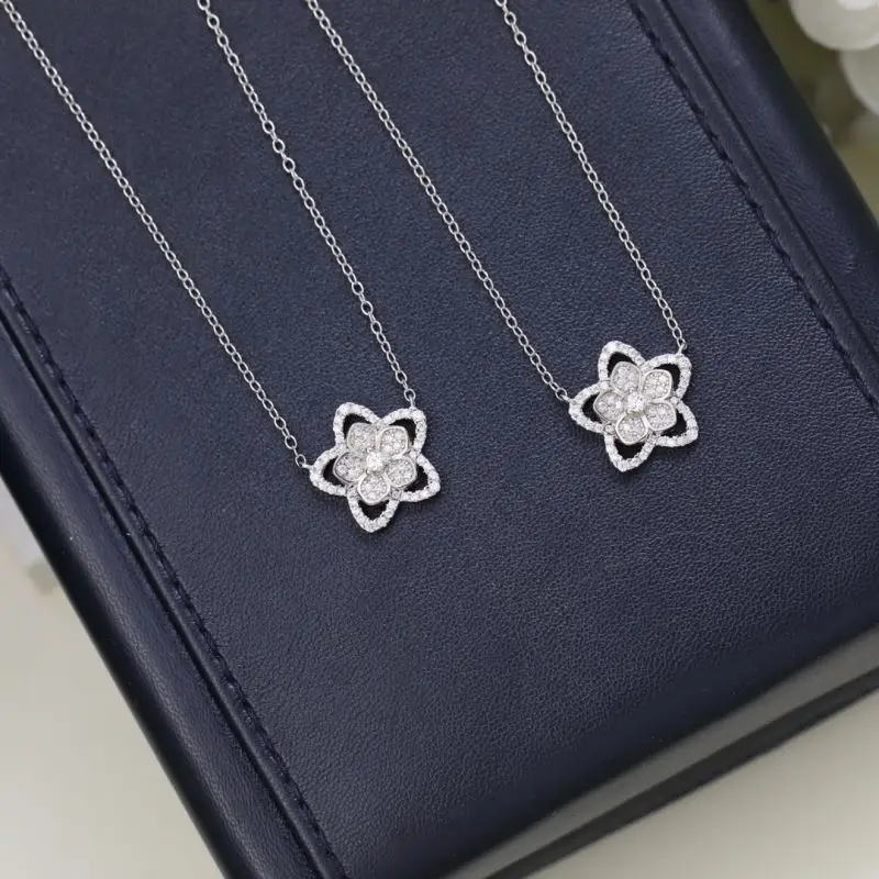 

London Luxury Brand Jewelry High Quality 925 Silver Flower Phantom Diamond Pendant Women's Necklace Charm Gift