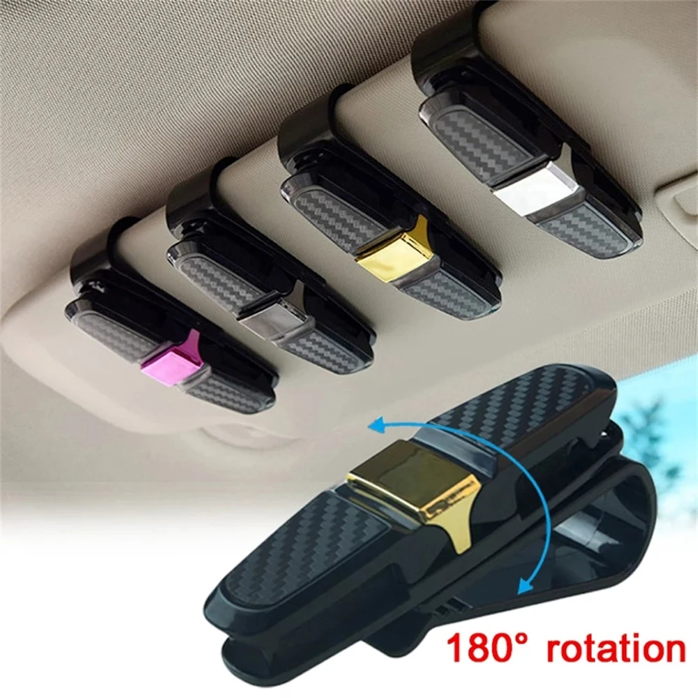 

Universal Car Sunglasses Holder Ticket Credit Card Holder Clip Glasses Sun Visor Multifunctional Carbon Fiber Car Glasses Clip