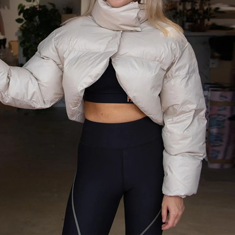 

2021 New Crop Covered Button Turtleneck Thick Warm Jackets Women Winter Casual Solid Slim Irregular Jacket Overcoat Streetwear