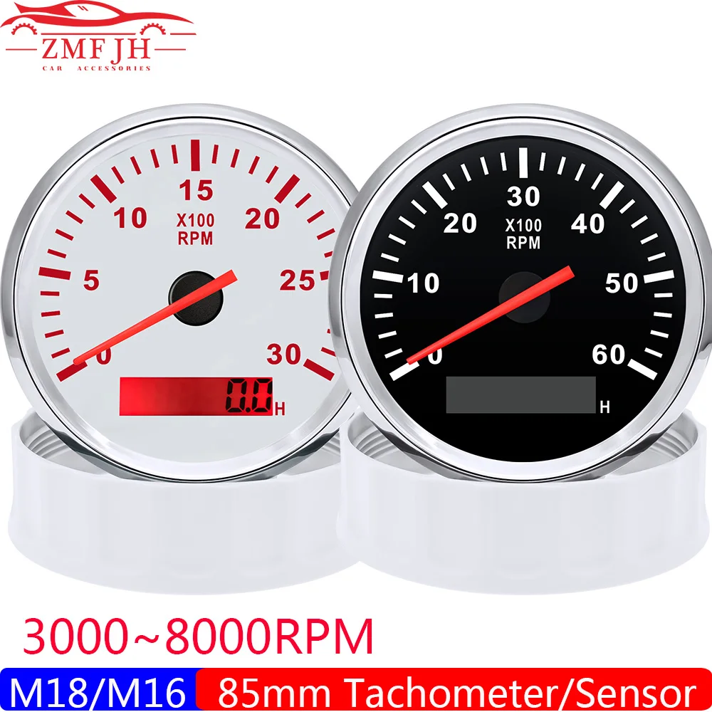 

Красный светильник хометр 85 мм 3000 4000 6000 7000 8000 об/мин датчик тахометра для дизельного бензинового двигателя автомобиля лодки автомобиля 12 в 24...