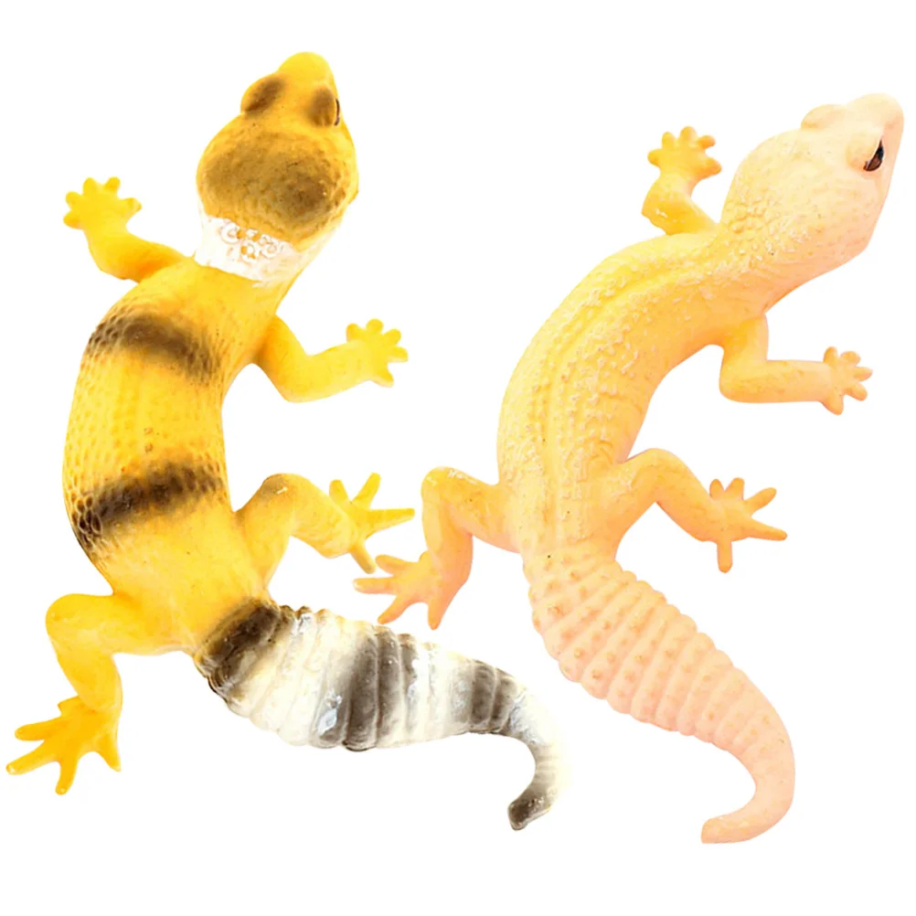 

2 Pcs Simulation Gecko Lizard Figurines Fake Toys Miniatures Artificial Small Decoration Animal Model Pvc Sculpture Prank